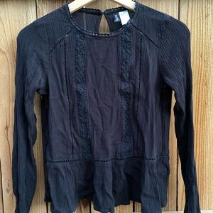 H&M Black Textured Blouse